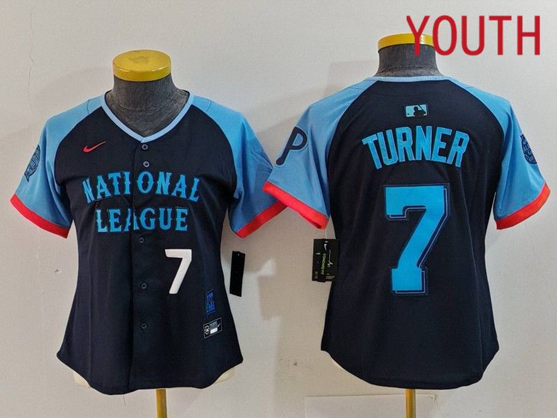 Youth Philadelphia Phillies #7 Turner Blue All star 2024 Nike MLB Jersey style 2